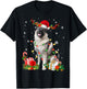 Funny Norwegian Elkhound Santa Hat Christmas Lights Pajama T-Shirt - T-Shirt | Black