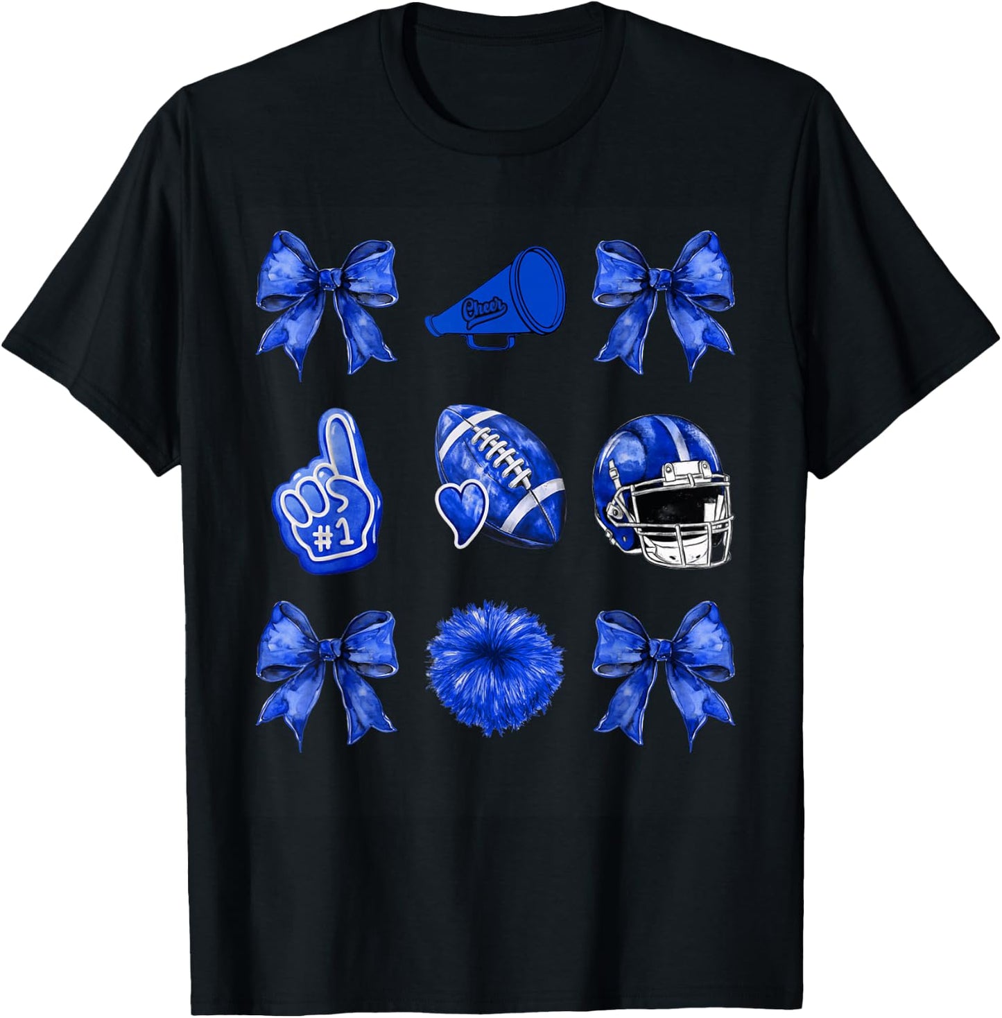 Cute Coquette Bow Game Day American Football Player Coaches T-Shirt - T-Shirt | Black
