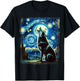 Wolf Star Gazer - Artistic Van Gogh Style Starry Night Wolf T-Shirt - T-Shirt | Black