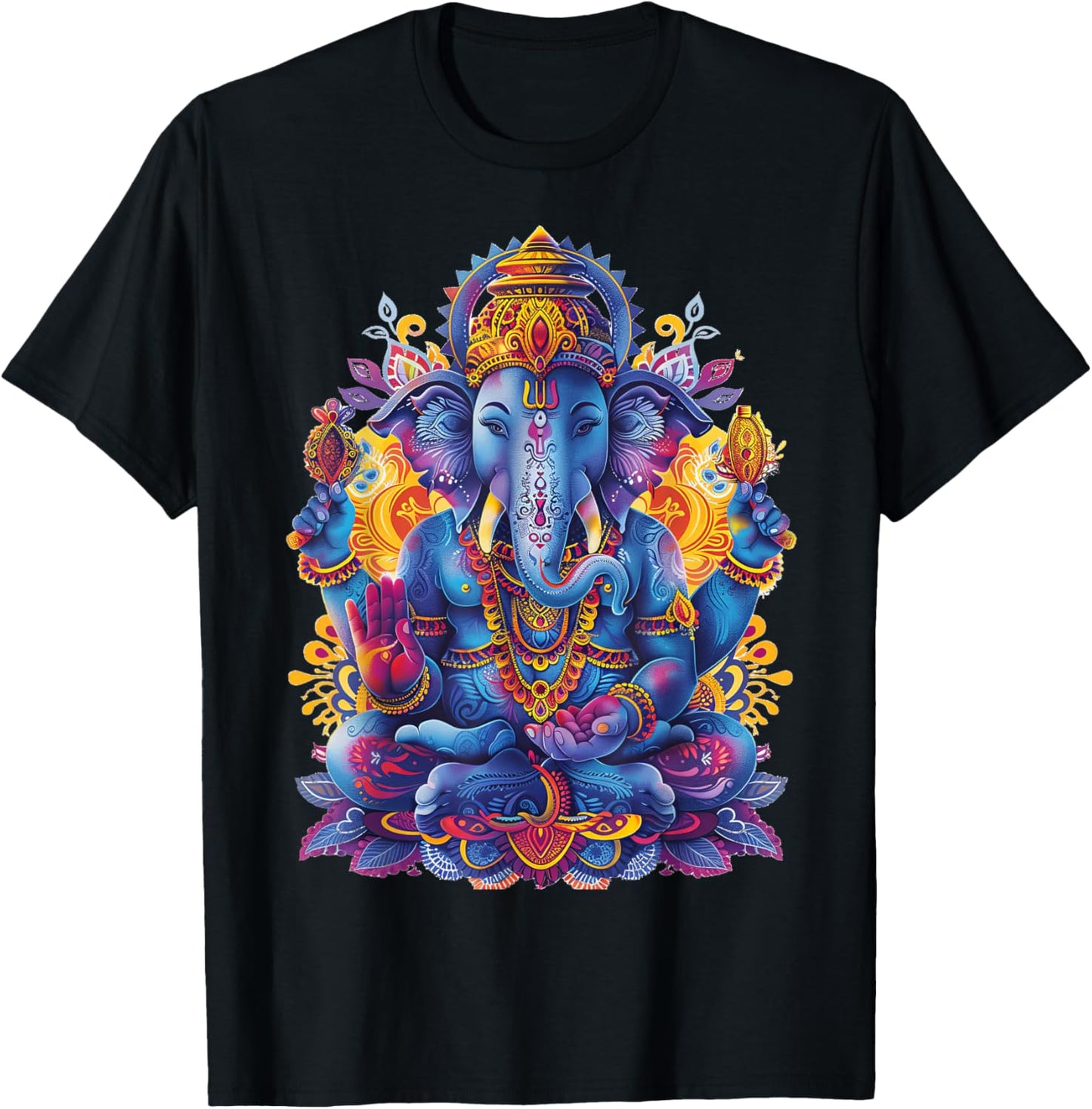 Ganesh spiritual hindu god elephant yoga meditation T-Shirt - T-Shirt | Black