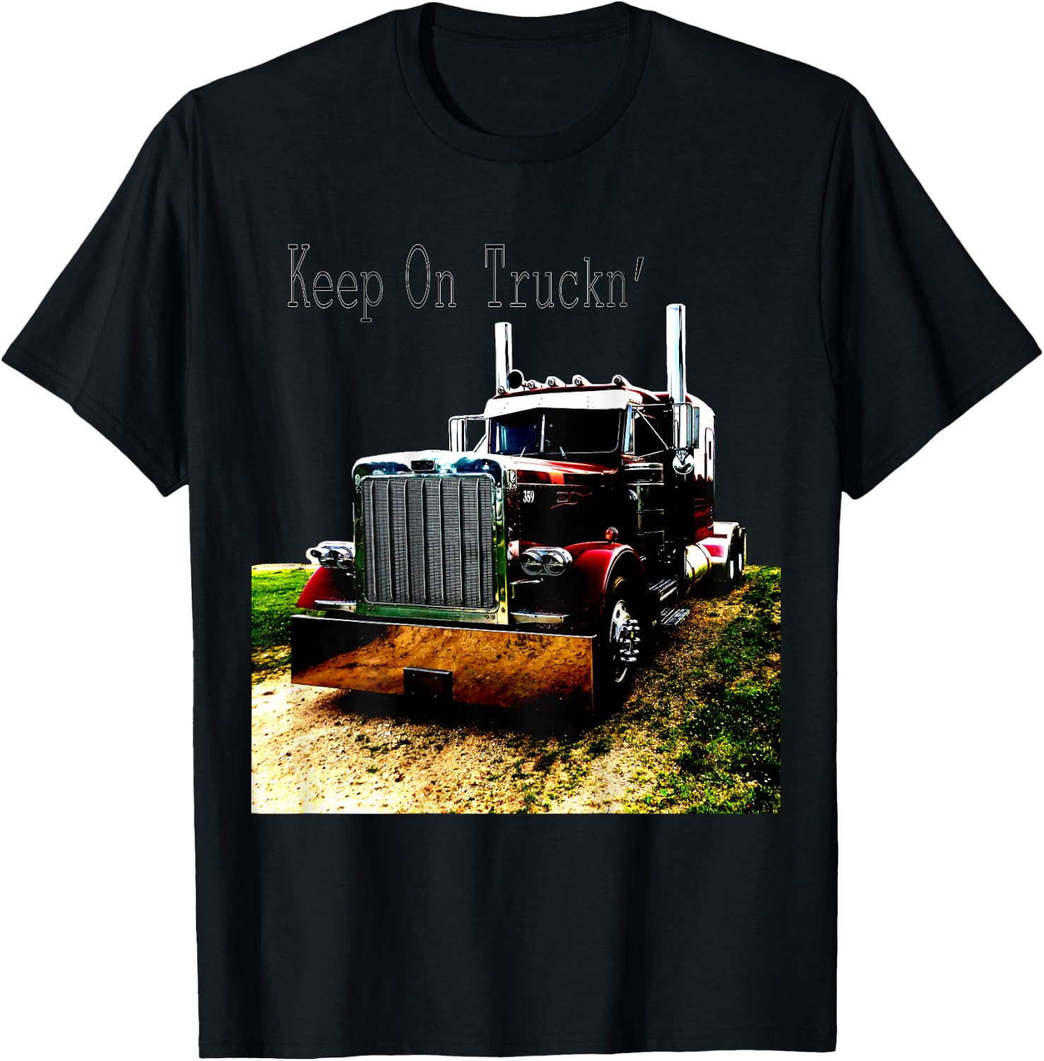 Adult and Youth Semi Truck Keep On Truckn Back Design T-Shirt - T-Shirt | Black