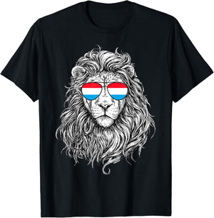 Luxembourg Flag Lion Sunglasses Gifts Love Luxembourg T-Shirt - T-Shirt | Black