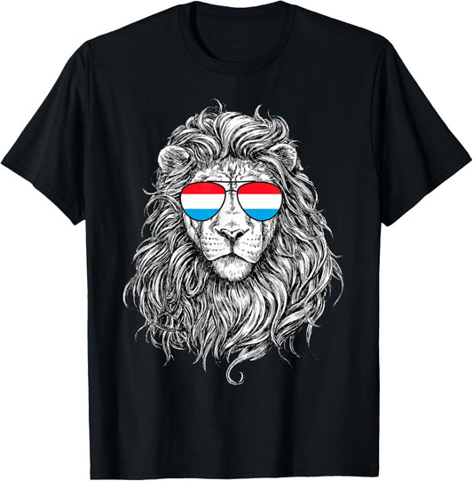Luxembourg Flag Lion Sunglasses Gifts Love Luxembourg T-Shirt - T-Shirt | Black