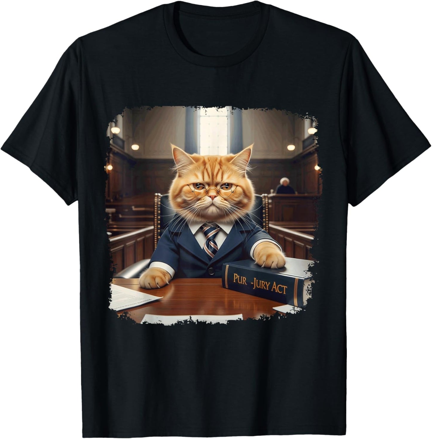 Funny Law Student School Justice Meme in Court Cat Lawyer T-Shirt - T-Shirt | Black