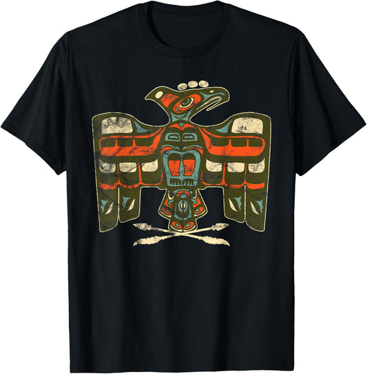 vintage Native American Indian Totem Bird Art T-Shirt - T-Shirt | Black