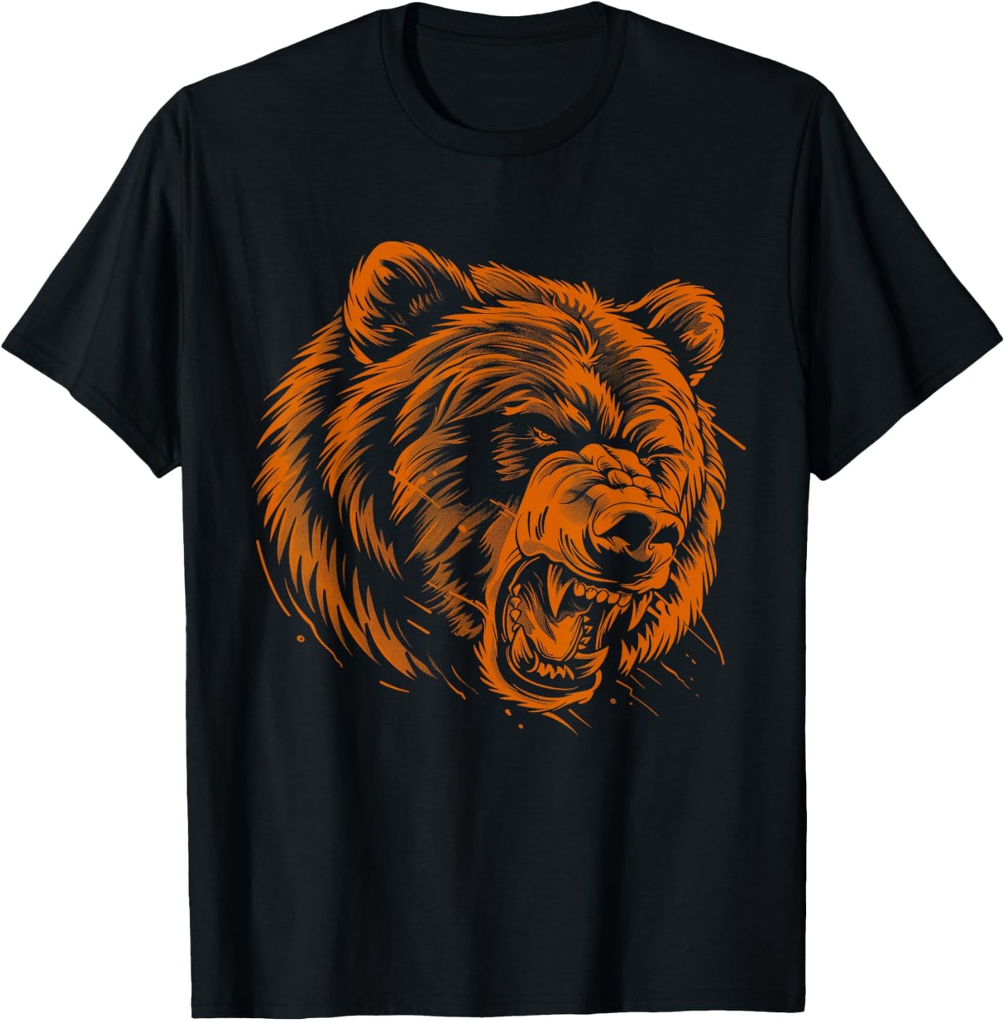 Angry Grizzly Bear Orange T-Shirt - T-Shirt | Black