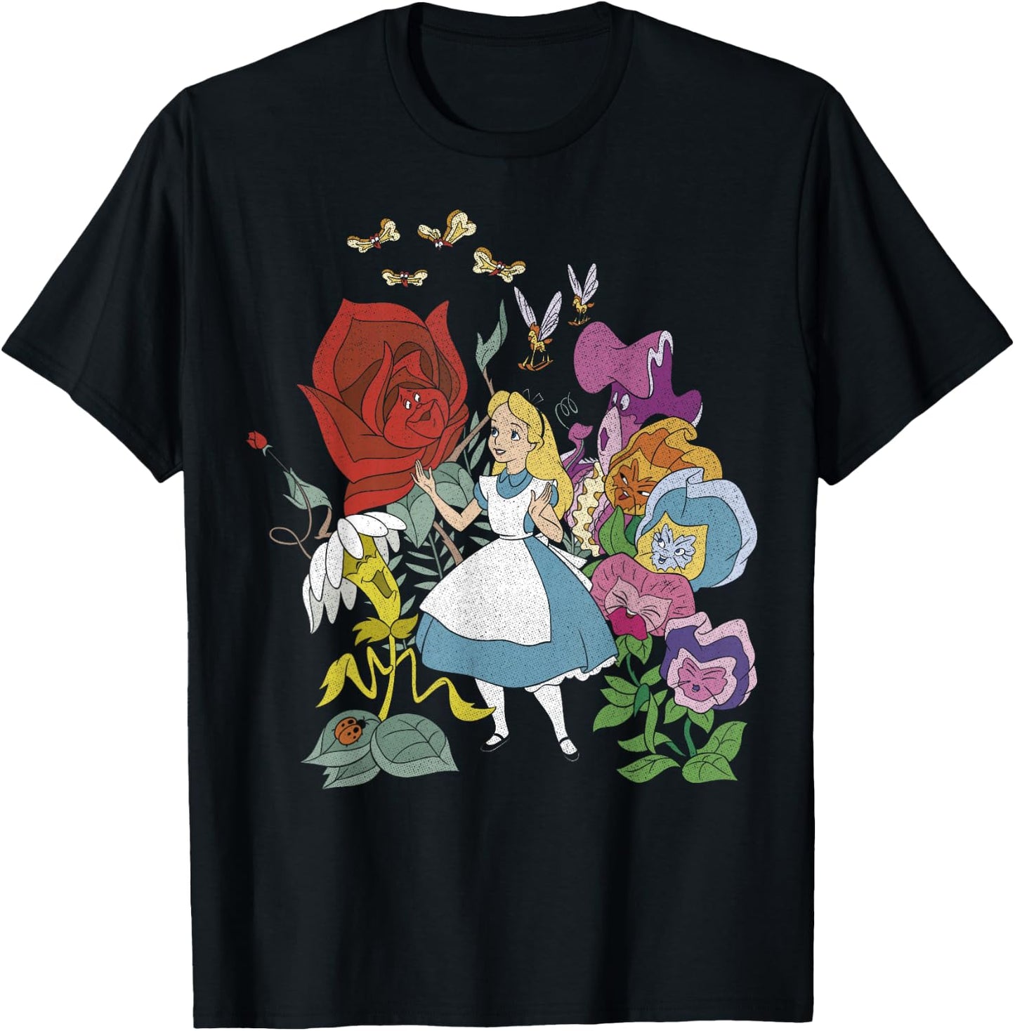 Disney Alice in Wonderland Alice in The Flowers Small T-Shirt - T-Shirt | Black