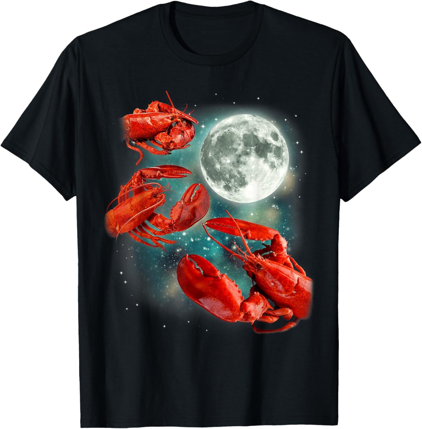 Three Lobster Moon | 3 Crustaceans Sea Lover Parody T-Shirt - T-Shirt | Black