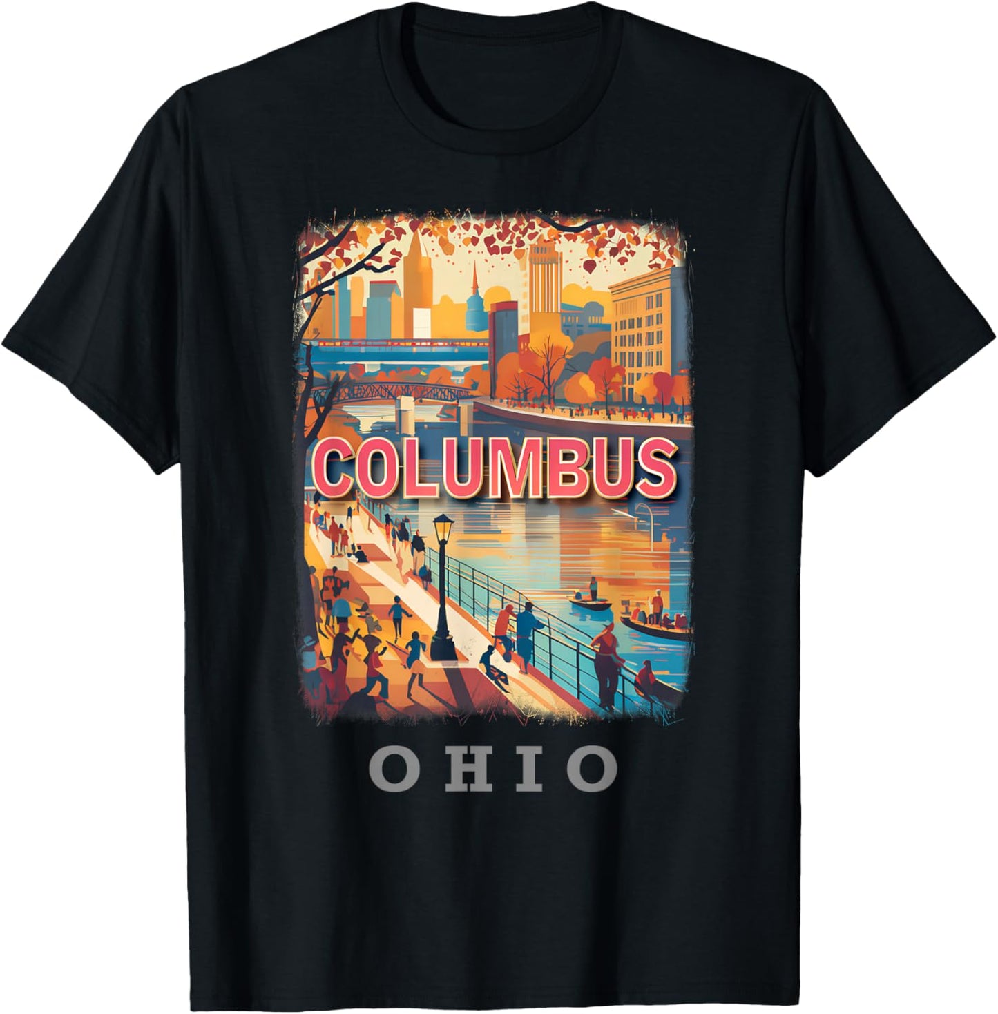 Columbus Ohio OH Riverfront Vibrance SD272 T-Shirt - T-Shirt | Black