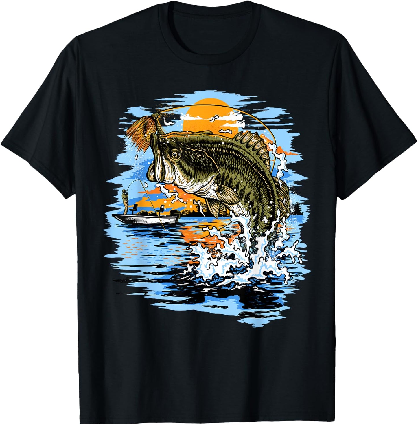 Large Mouth Bass Fishing T-Shirt - T-Shirt | Black