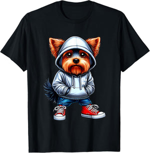 Thug Dog Yorkshire Terrier Gangster Yorkie Dog Lovers Design Men Women T-Shirt - T-Shirt | Black