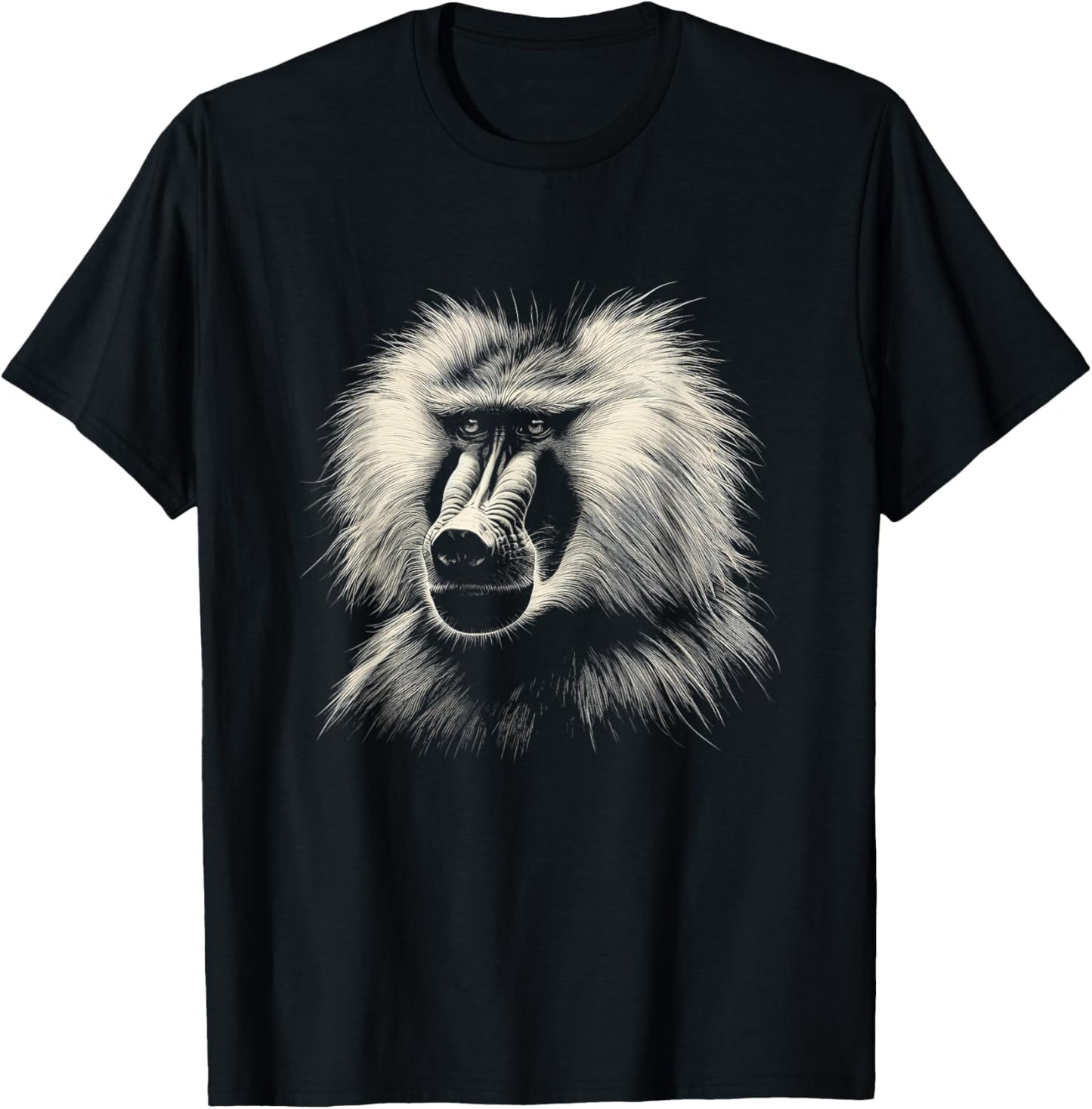 Vintage Baboon Face Graphic Art Design T-Shirt - T-Shirt | Black