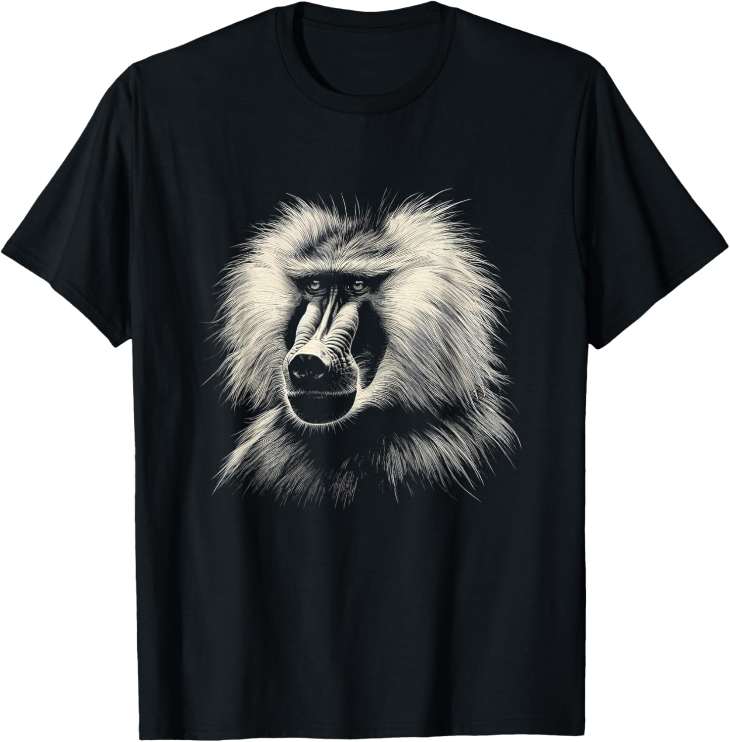 Vintage Baboon Face Graphic Art Design T-Shirt - T-Shirt | Black