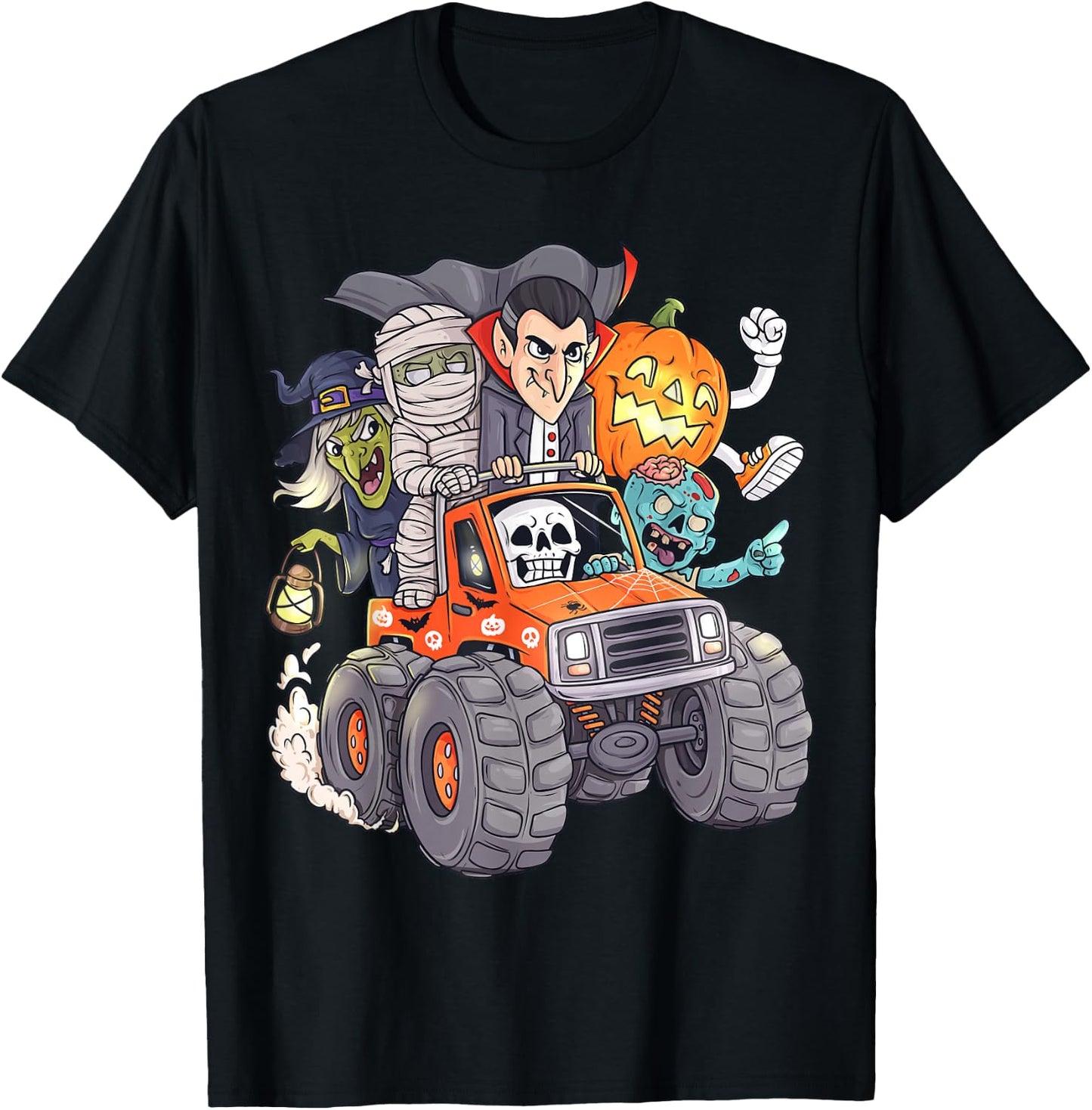 Halloween Skeleton Zombie Monster Truck Vampire Boys Kids T-Shirt - T-Shirt | Black