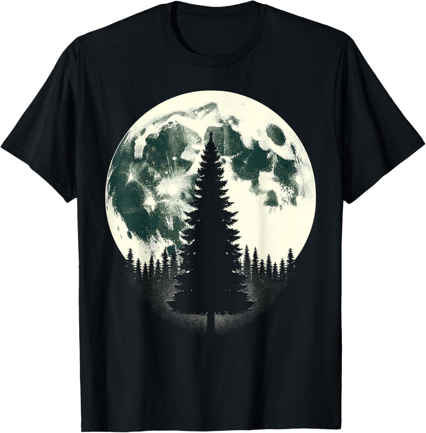 Moon Nature Forest Trees Outdoor T-Shirt - T-Shirt | Black