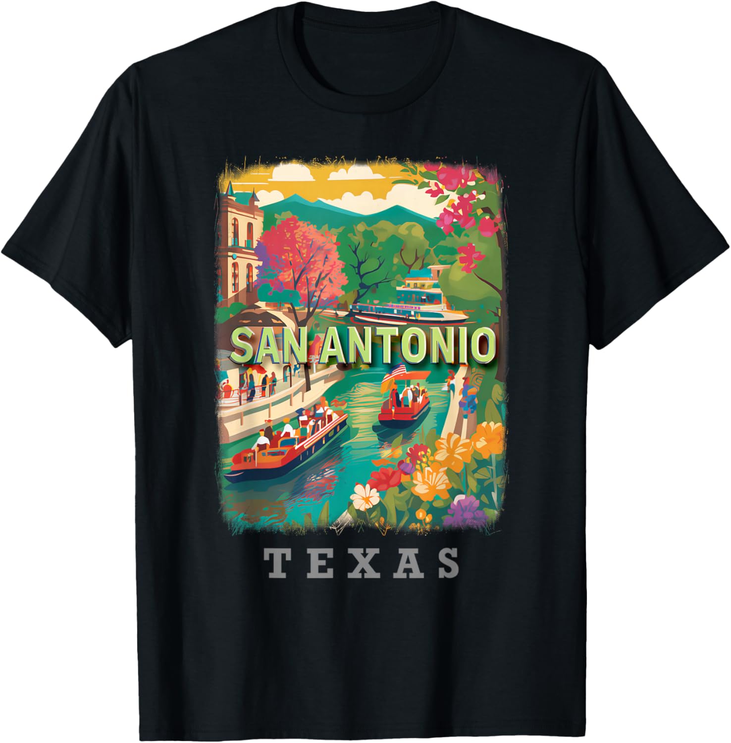 San Antonio Texas TX Riverwalk Delight SD789 T-Shirt - T-Shirt | Black