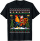 Rooster Ugly Xmas Gift Santa Riding Rooster Christmas T-Shirt - T-Shirt | Black