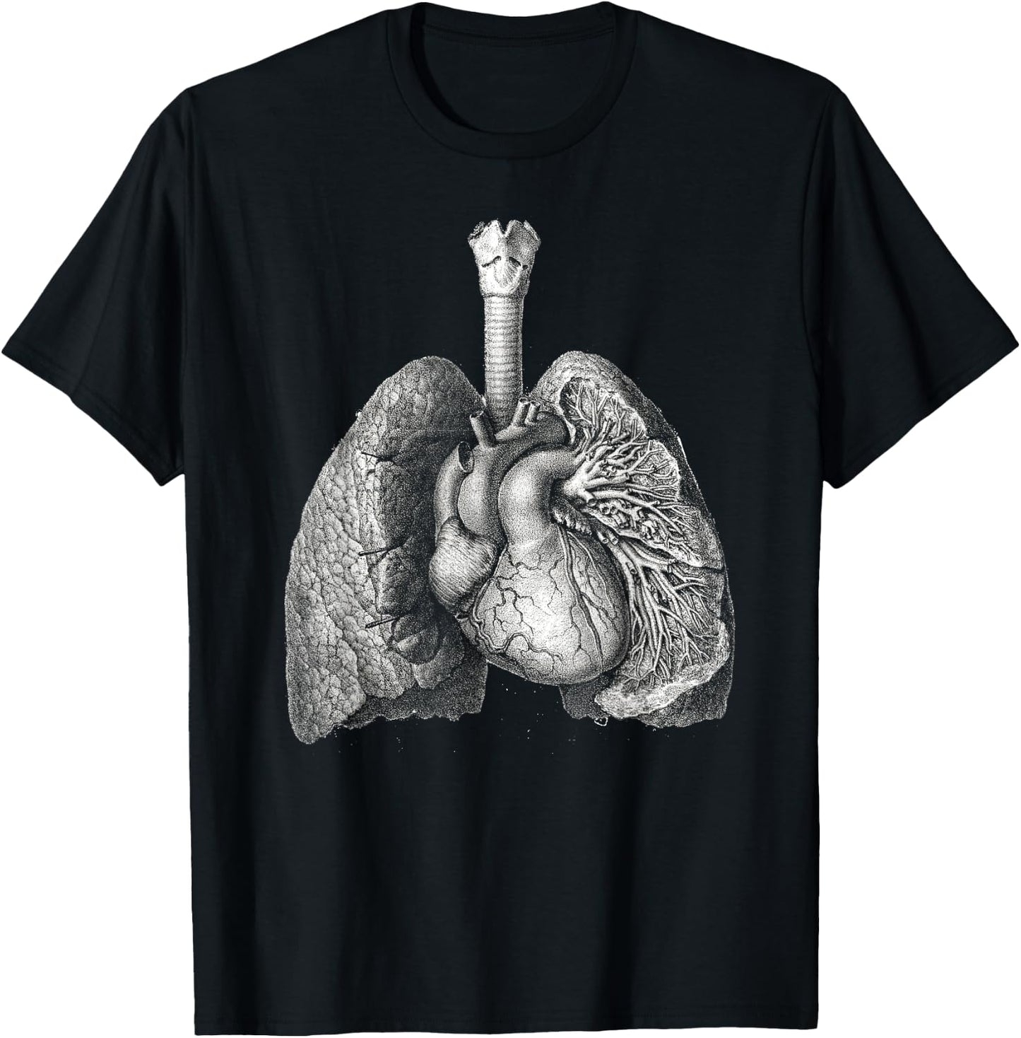 Human heart lungs Vintage medical anatomy Anatomical Lungs T-Shirt - T-Shirt | Black