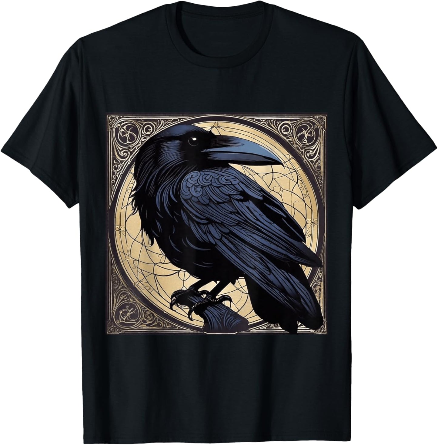 Surreal Lovecraftian Raven Noir Macabre Steampunk Design T-Shirt - T-Shirt | Black