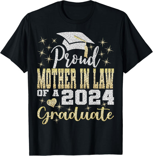 Super Proud Mother In Law of 2024 Graduate Awesome Family T-Shirt - T-Shirt | Black