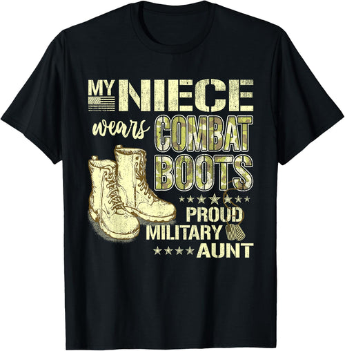 My Niece Wears Combat Boots Dog Tags - Proud Military Aunt
