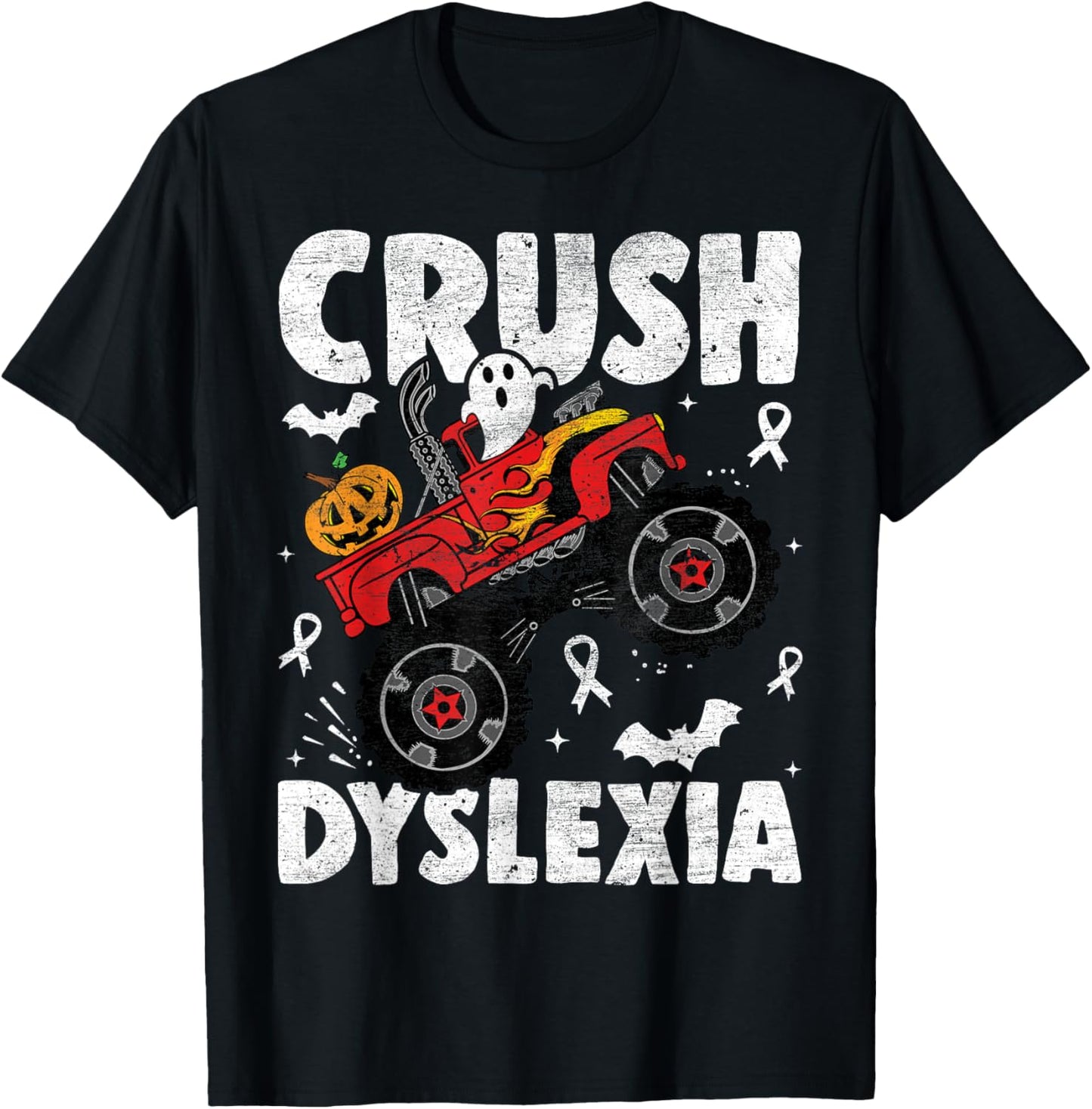 Crush Dyslexia Awareness Monster Truck Red Kids Boys Girls T-Shirt - T-Shirt | Black