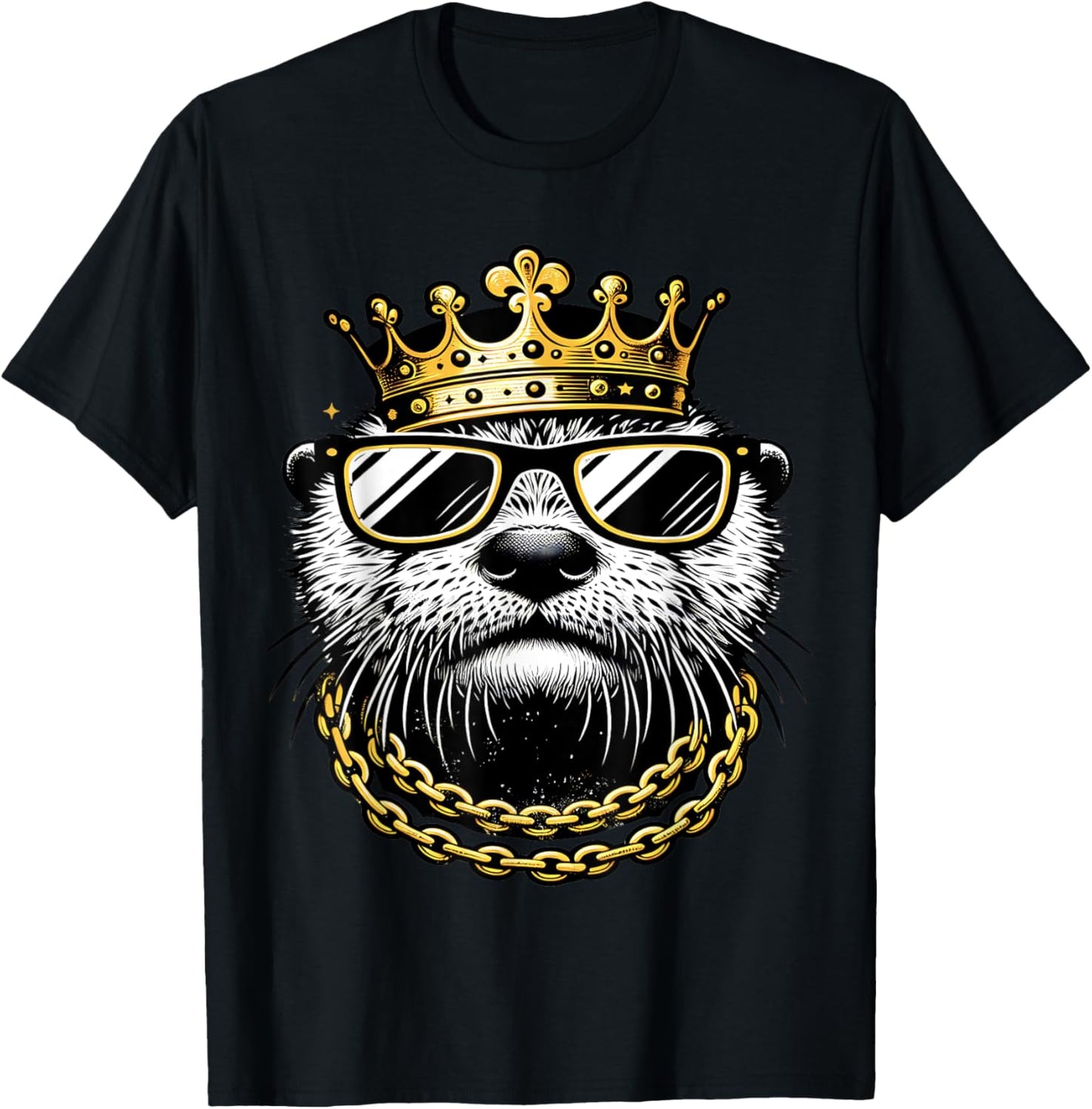 Otter King Cool Sea Otter Gangsta T-Shirt - T-Shirt | Black