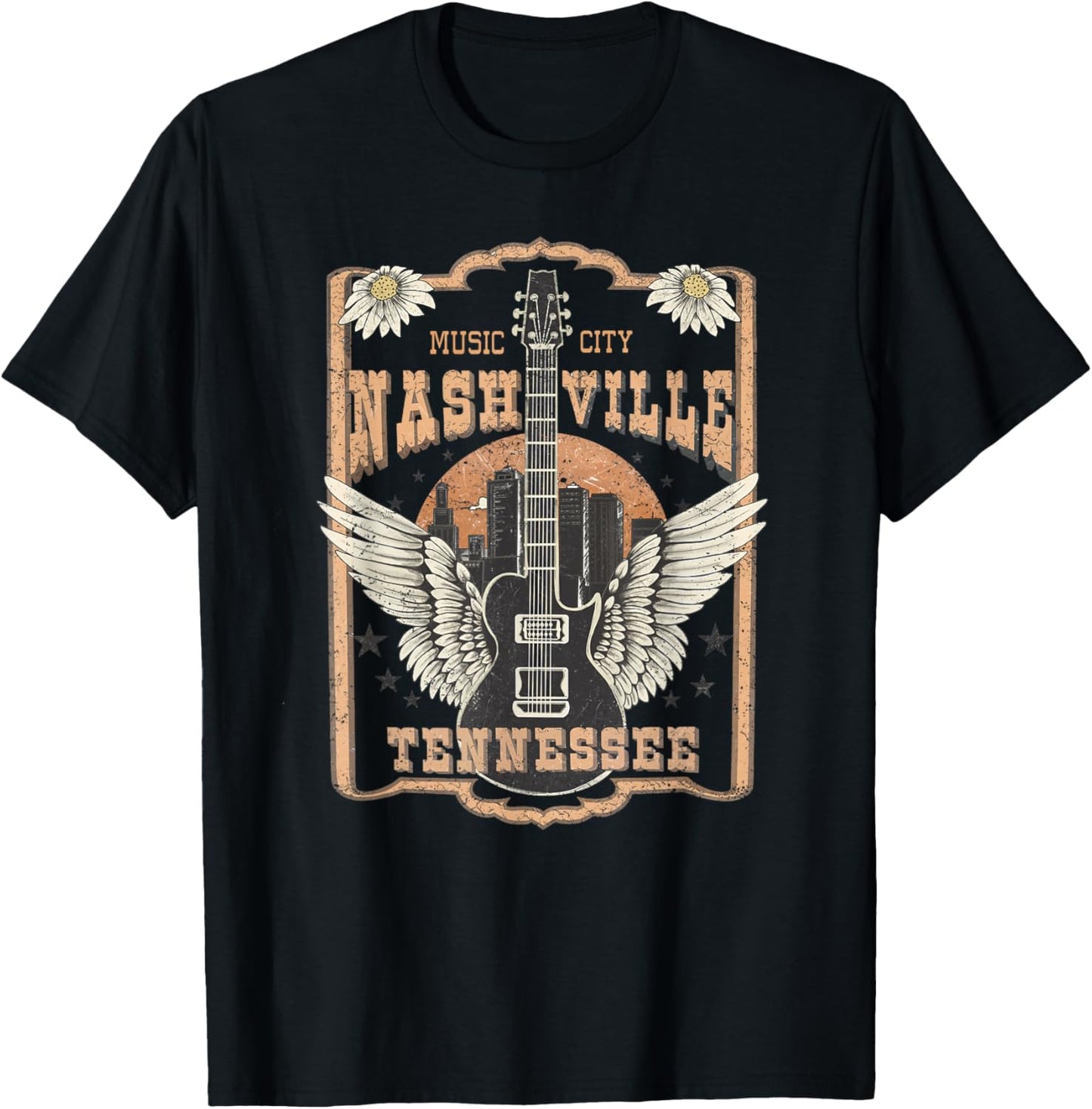 Nashville TN Music City Cool Vintage Country Concert , Small, Black T-Shirt - T-Shirt | Black