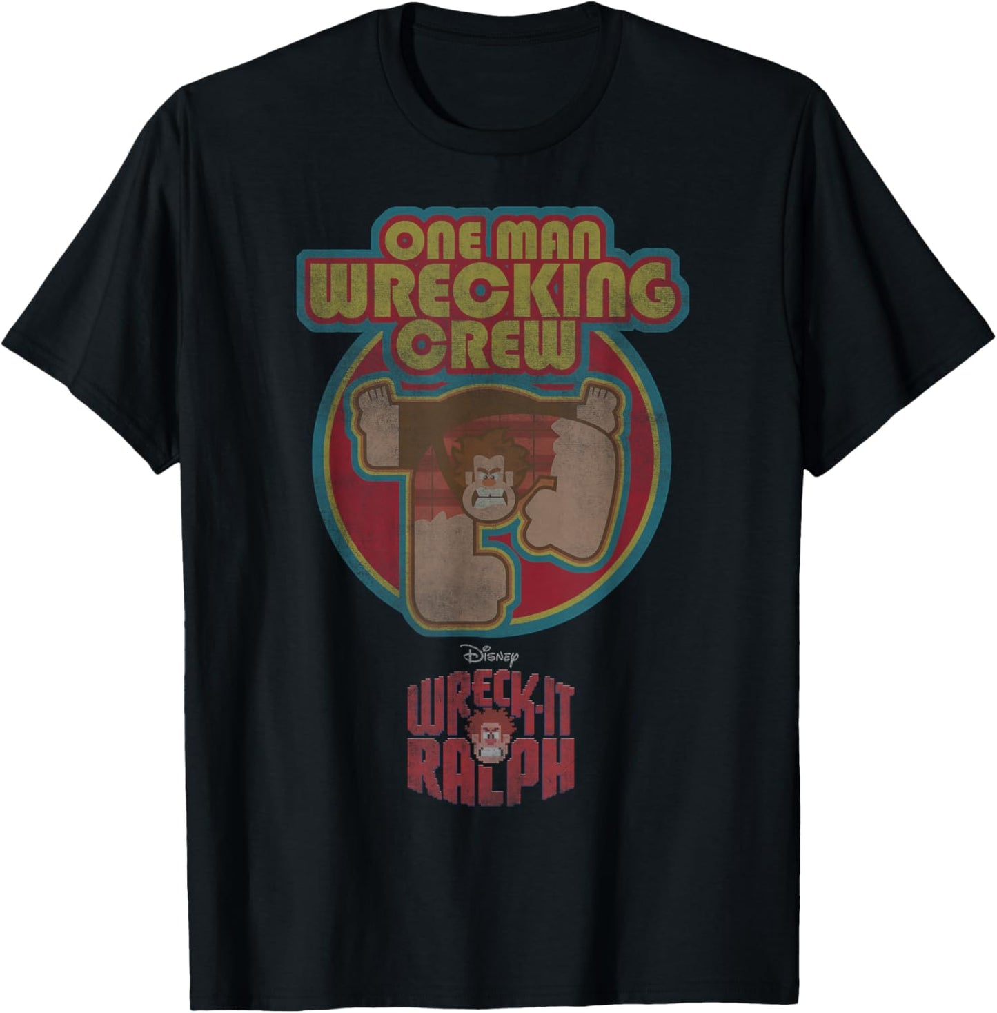 Disney Wreck-It Ralph One Man Wrecking Crew Distressed T-Shirt - T-Shirt | Black