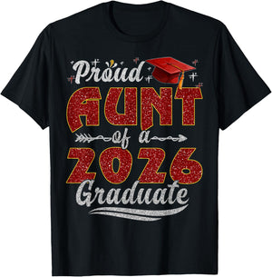 Proud Aunt of a Class of 2026 Graduate Senior Graduation T-Shirt - T-Shirt | Black