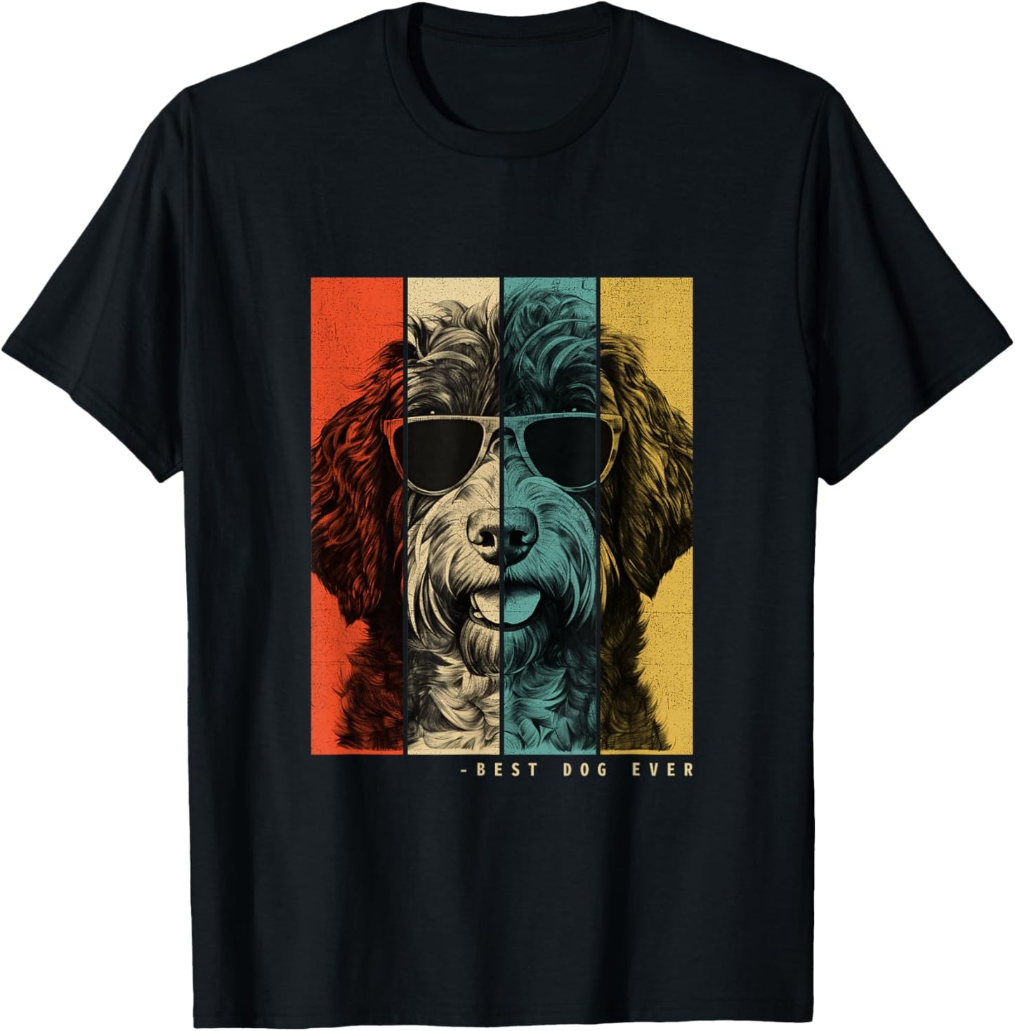 Vintage Bordoodle Dog Mom Dad Kids Men Women T-Shirt - T-Shirt | Black