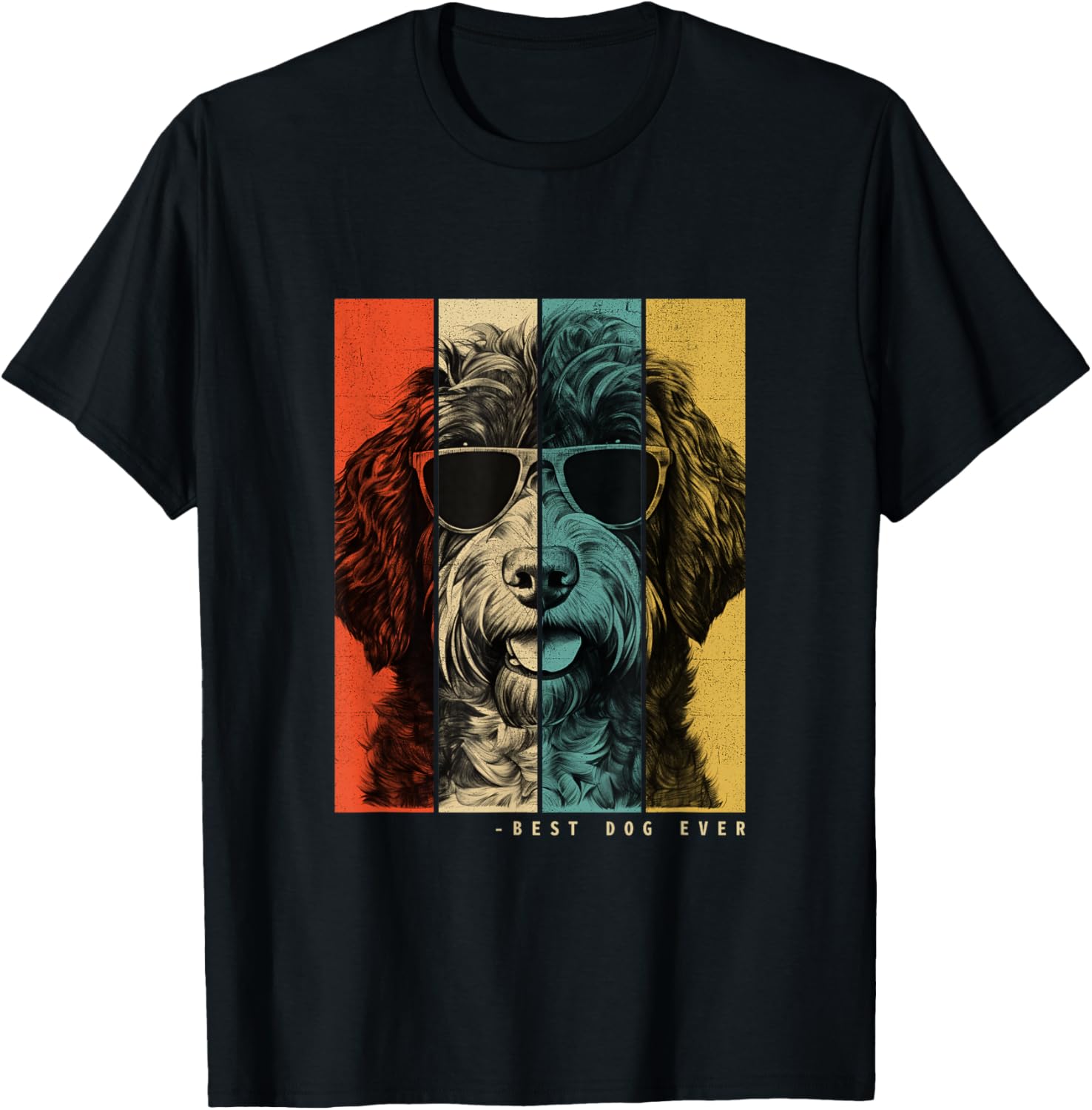 Vintage Bordoodle Dog Mom Dad Kids Men Women T-Shirt - T-Shirt | Black