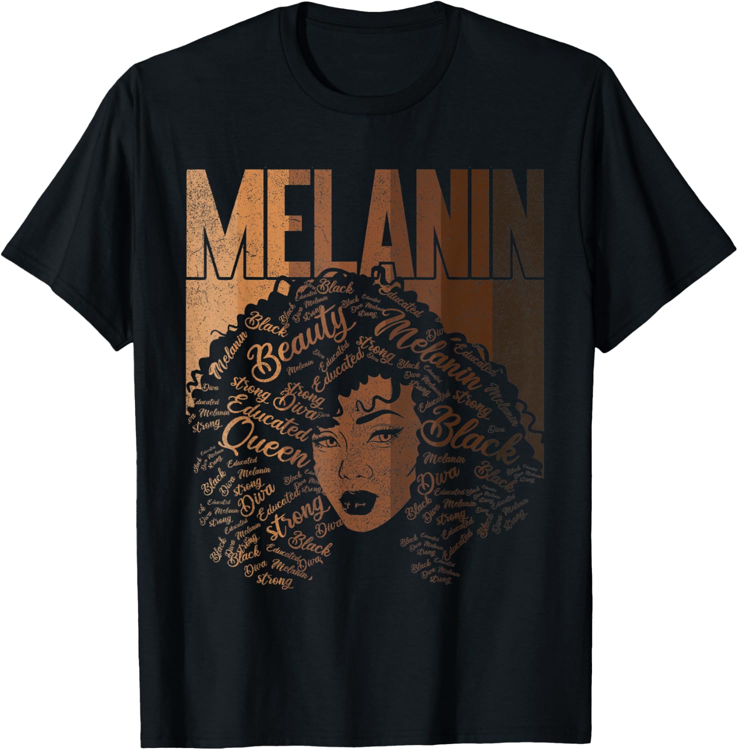 Black Melanin Queen Apparel, African American Afro Women T-Shirt - T-Shirt | Black