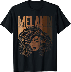 Black Melanin Queen Apparel, African American Afro Women T-Shirt - T-Shirt | Black