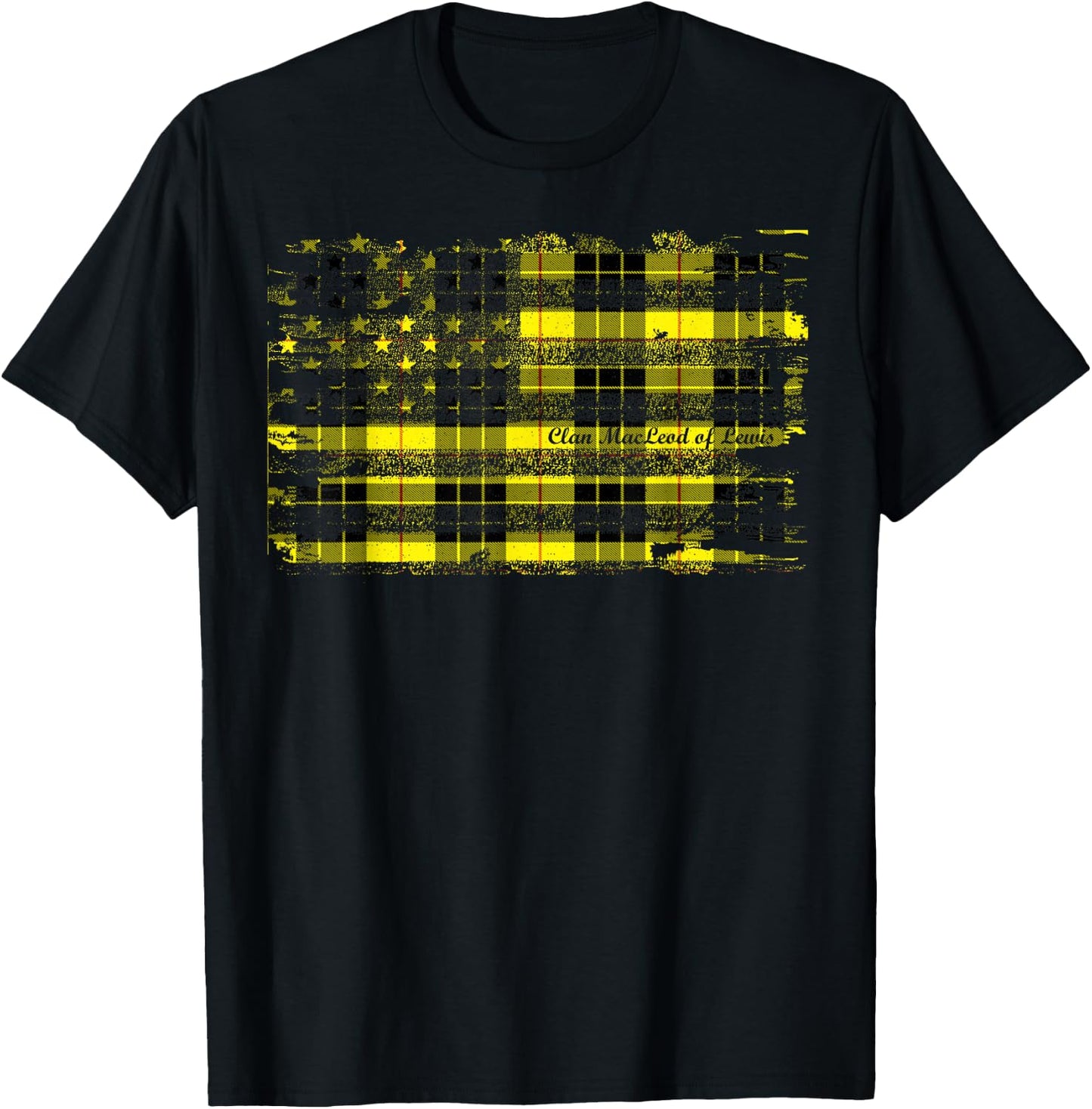 Clan MacLeod of Lewis American Flag Scottish Tartan Shirt T-Shirt - T-Shirt | Black