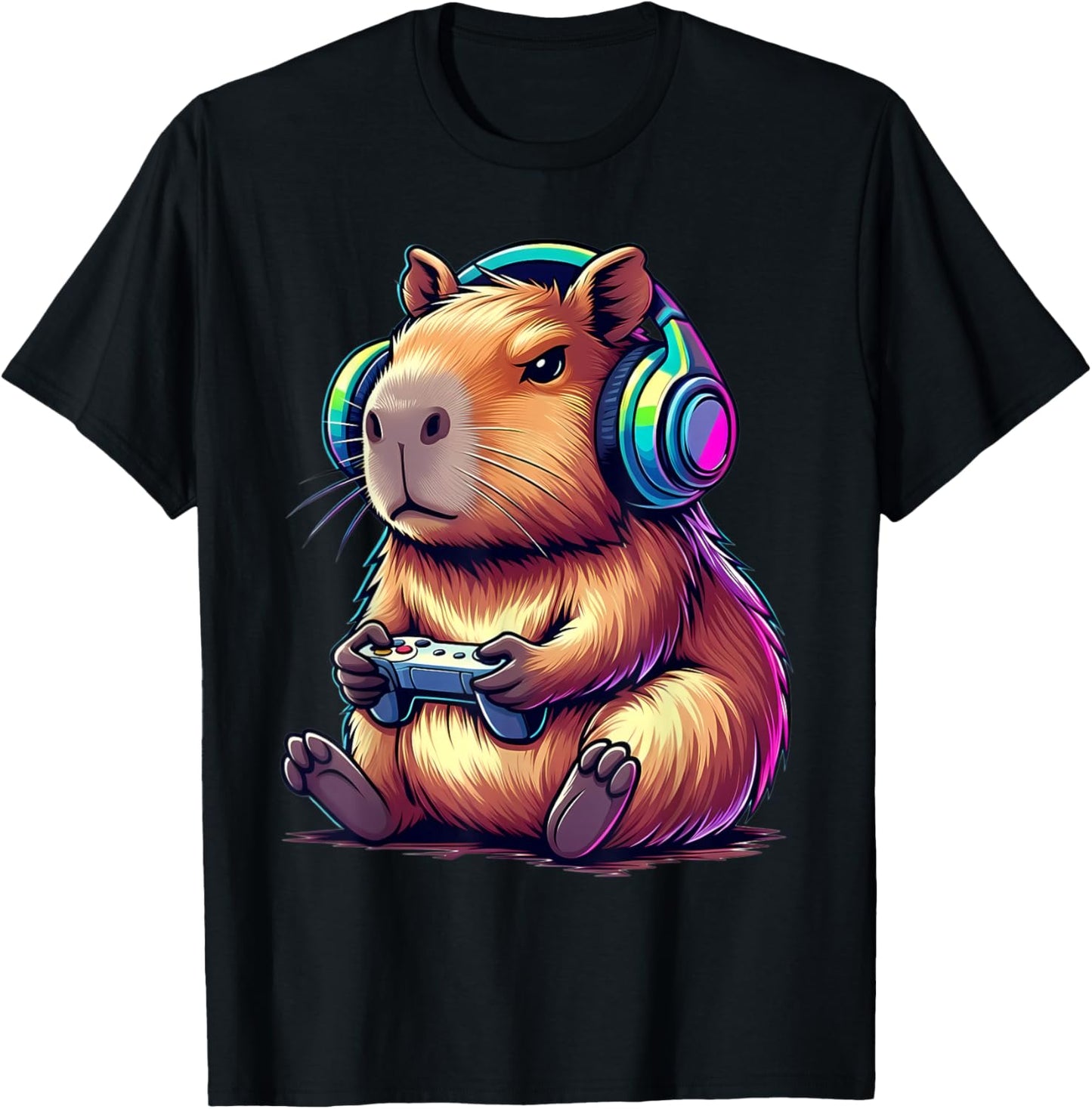 Lustiges Capybara Gamer süßes Videospiel Capybara Tierdesign T-Shirt - T-Shirt | Black