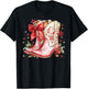 Western Christmas Family Pajamas Bow Cowgirl Cowboy Boots T-Shirt - T-Shirt | Black