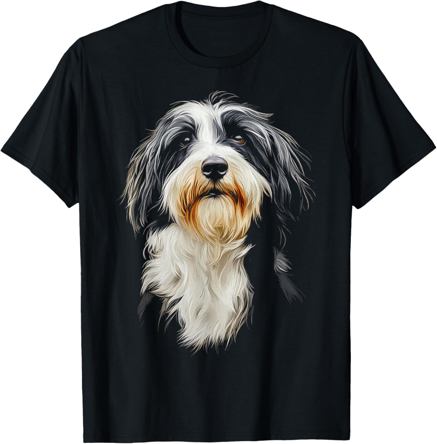 Bearded Collie Dog Motif Pet Illustration Bearded Collie T-Shirt - T-Shirt | Black