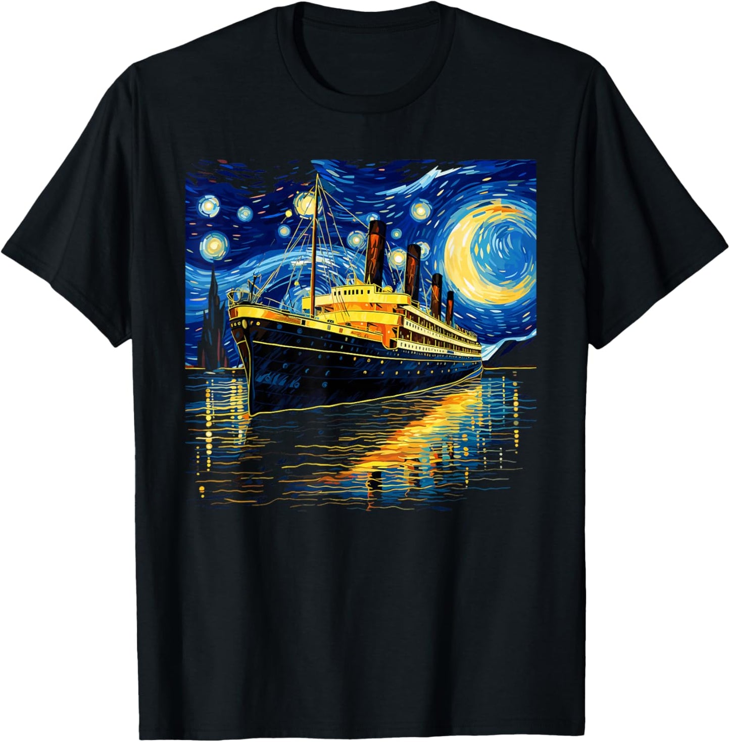 Retro Vintage Starry Night Inspired Men Women Kids Titanic T-Shirt - T-Shirt | Black