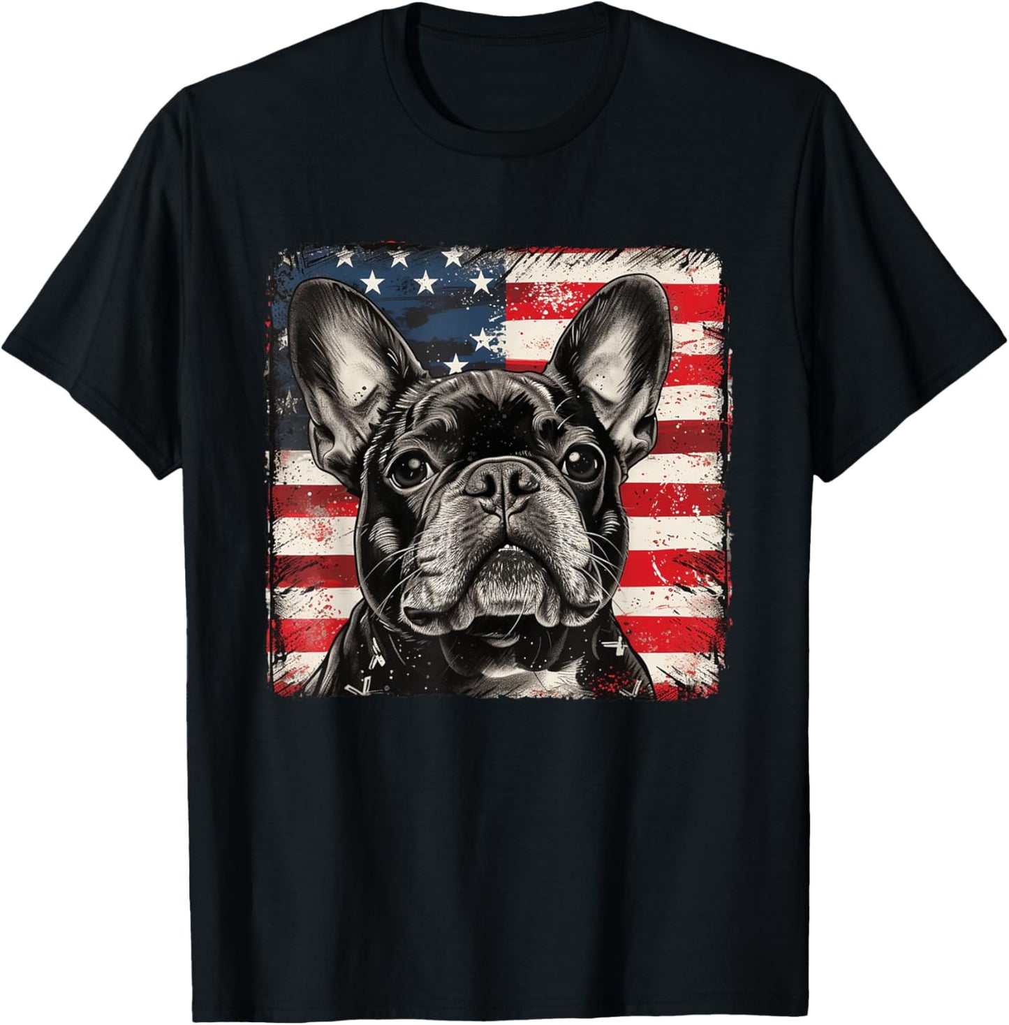 Frenchie Dog Patriotic 4th of July Gift Men Women Kids T-Shirt - T-Shirt | Black