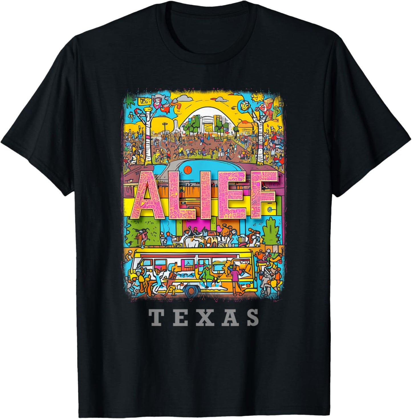 Alief Texas Houston TX Vibrant Street Life SD424 T-Shirt - T-Shirt | Black
