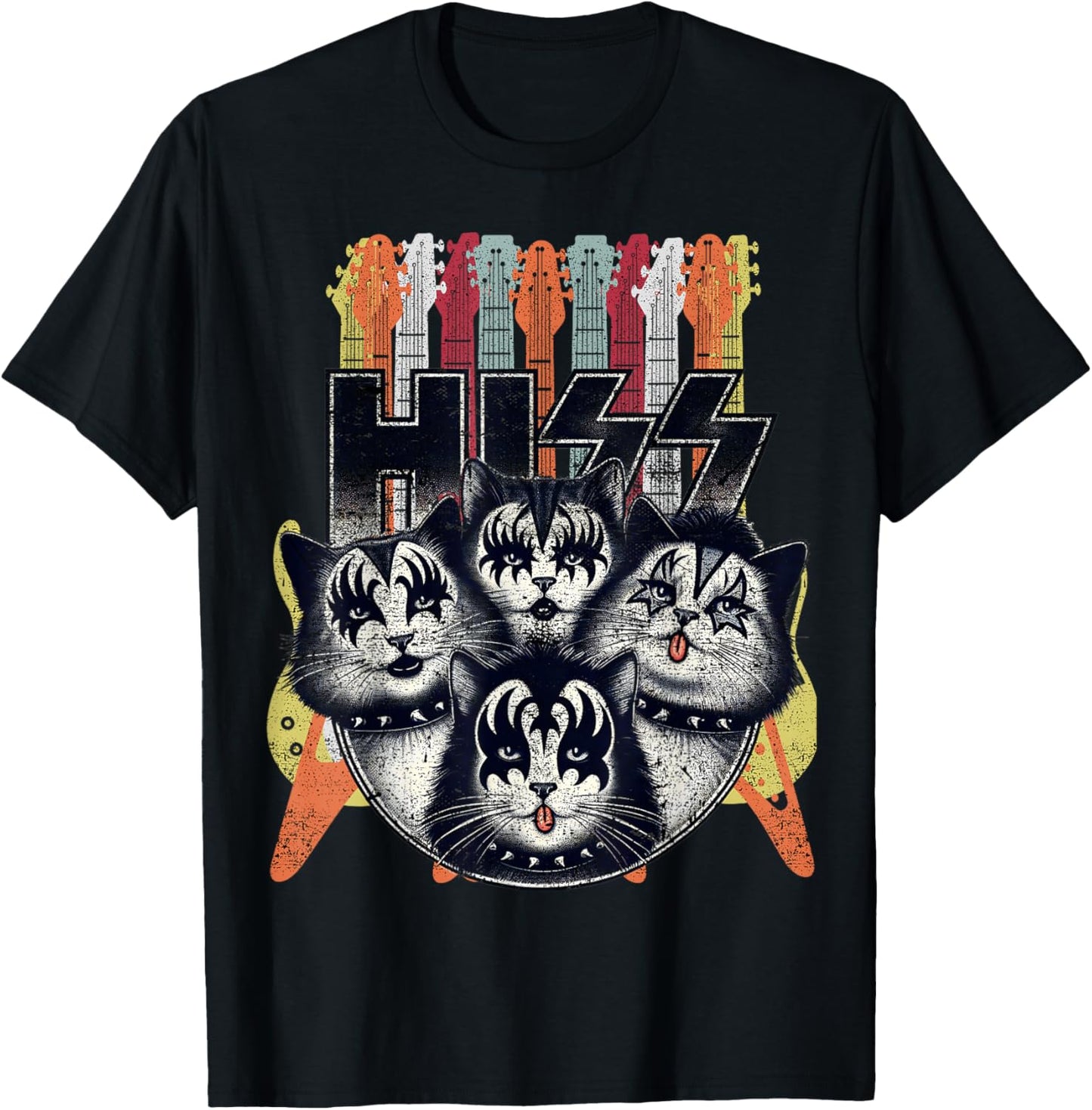 Hiss Funny Cats Kittens Parody Rock Rockin vintage retro cat Women T-Shirt - T-Shirt | Black