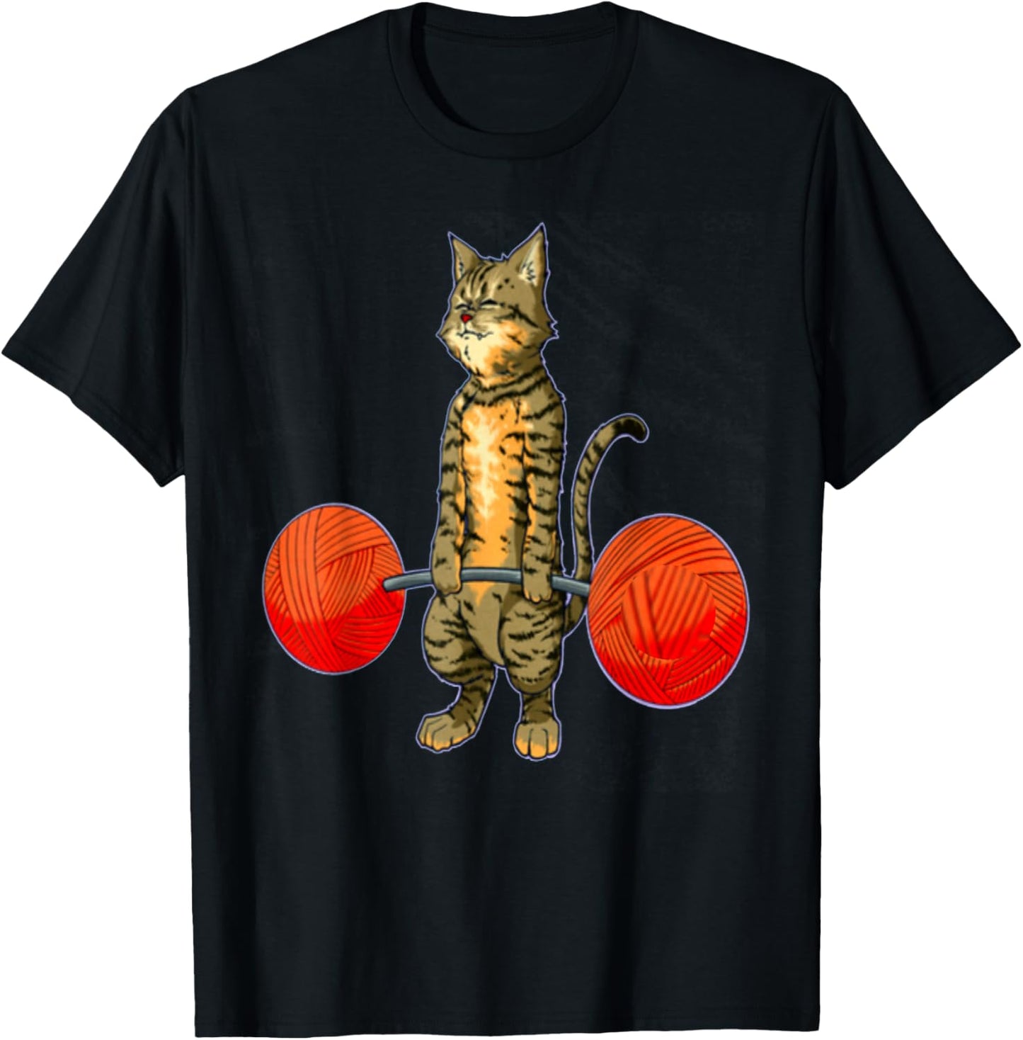 Deadlifting Tabby Cat Weightlifting Gym Bodybuilding Fitness T-Shirt - T-Shirt | Black