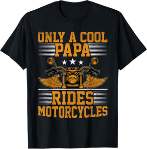 Only a Cool Papa Rides Motorcycles Men's Motorcycles Rider T-Shirt - T-Shirt | Black