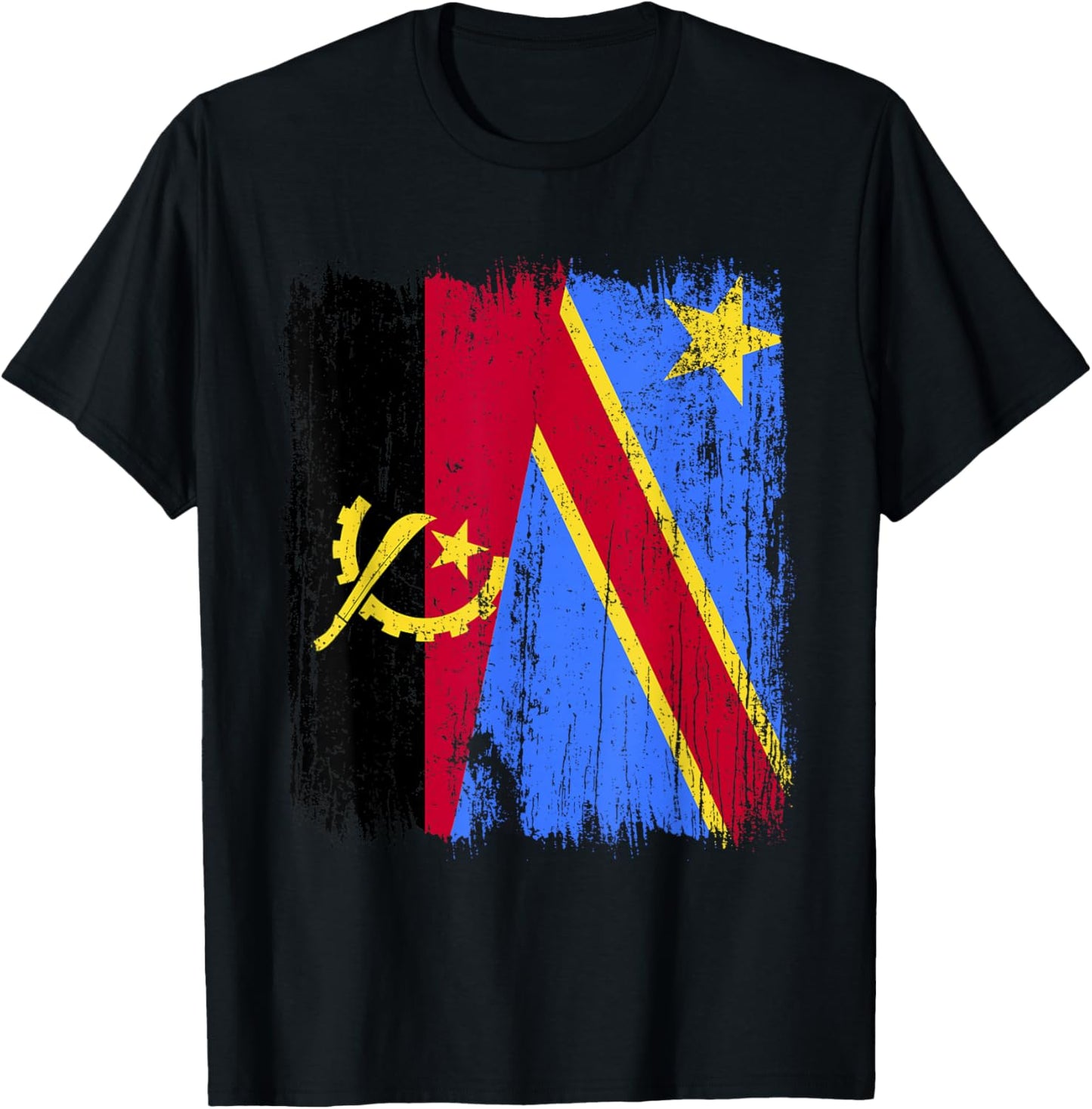 Angola Congo Half Flag Jersey Angolan Pride T-Shirt - T-Shirt | Black