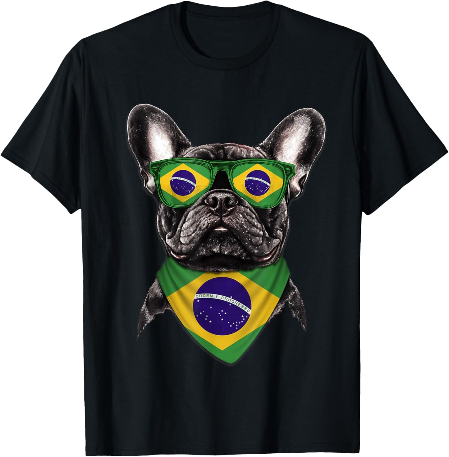 Brazilian Flag American French Bulldog Heritage Brazil T-Shirt - T-Shirt | Black