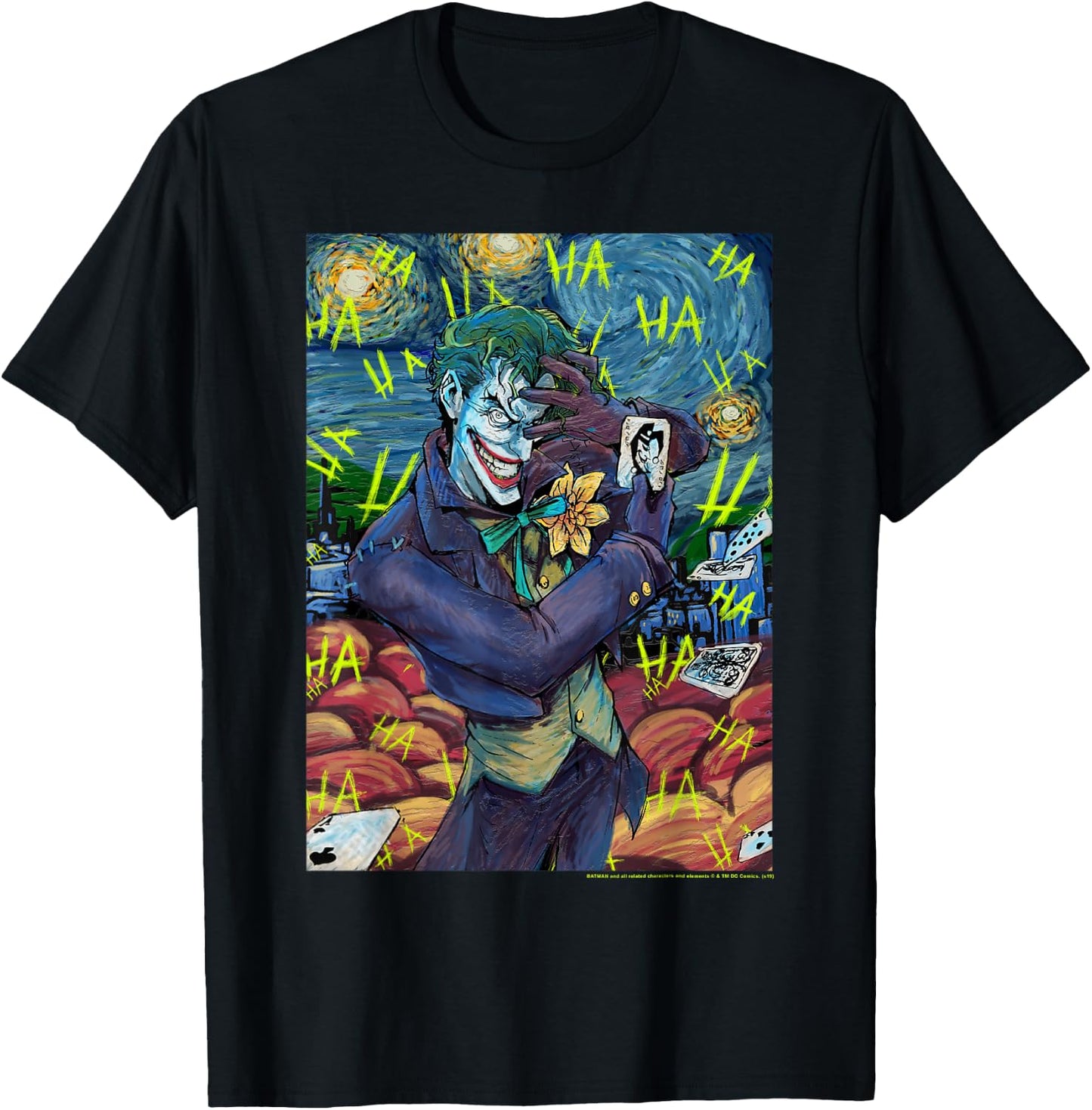 DC Comics The Joker Starry Night Style Portrait T-Shirt - T-Shirt | Black