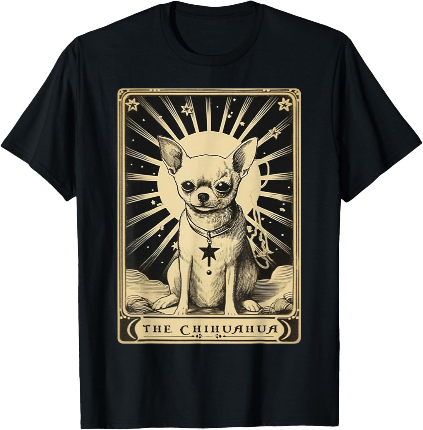 Chihuahua Vintage Tarot Card | Chihuahua Mom T-Shirt - T-Shirt | Black