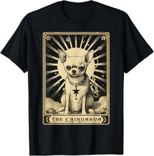 Chihuahua Vintage Tarot Card | Chihuahua Mom T-Shirt - T-Shirt | Black