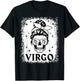 Virgo Girl Woman Messy Bun Skull Gothic Zodiac Sign T-Shirt - T-Shirt | Black